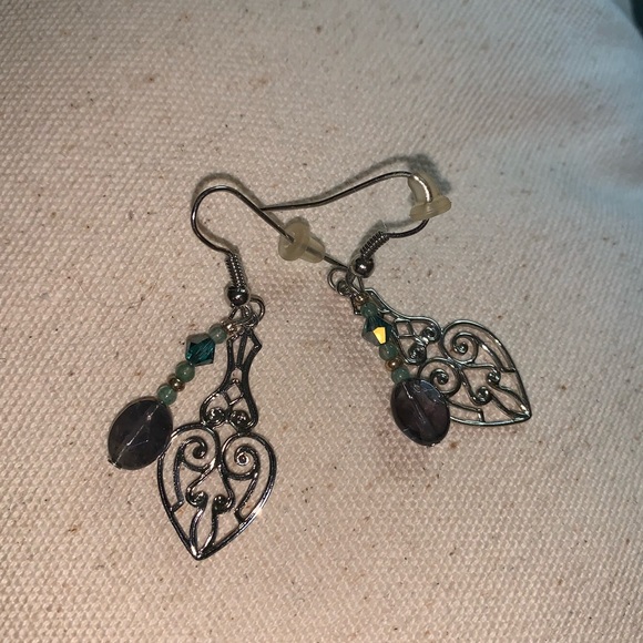 Southwestern Inspired Beaded Silver Earrings - Picture 2 of 2